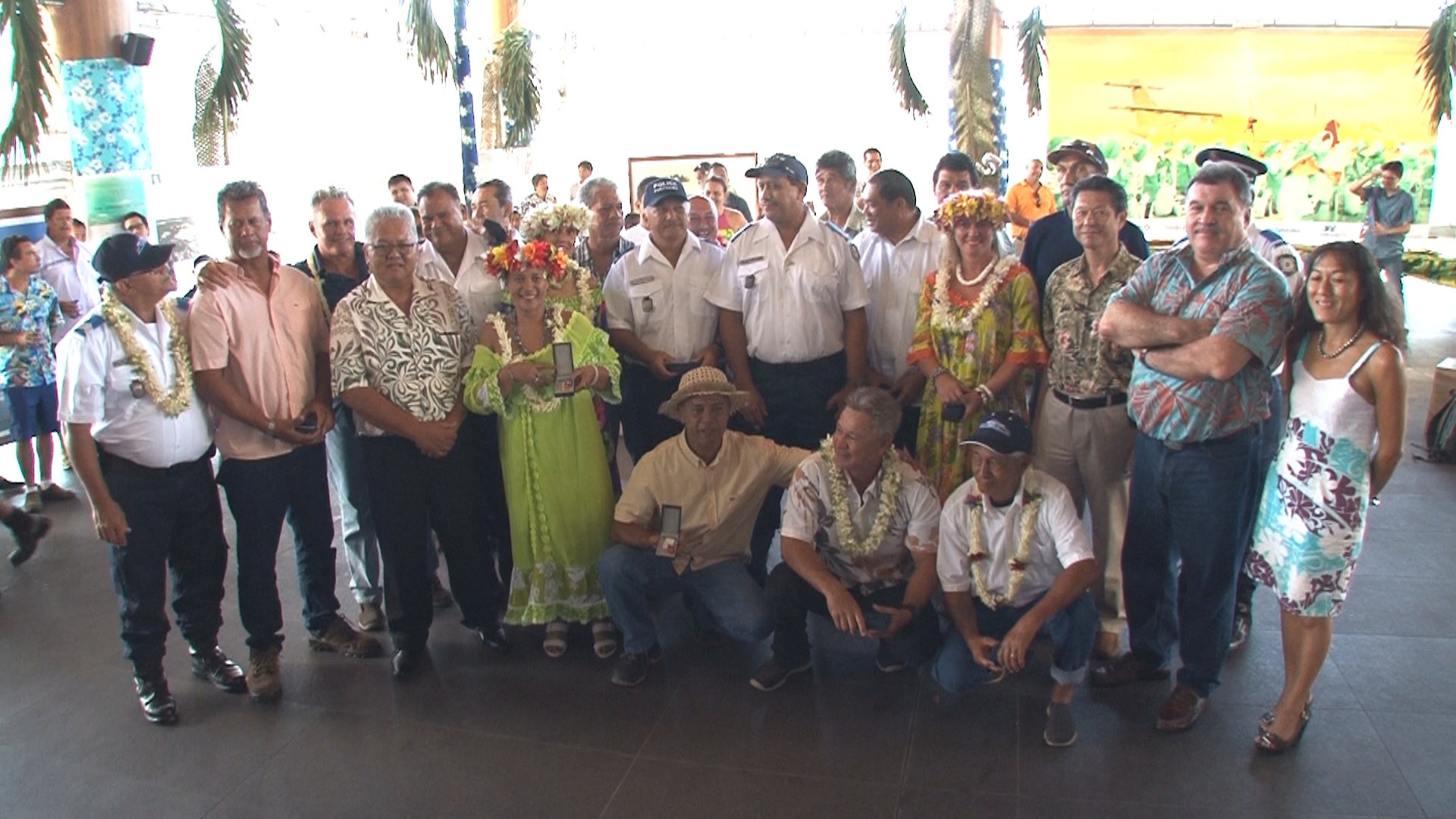 Les agents du Port autonome de Papeete lors de la cérémonie de remise de médaille du Travail 
